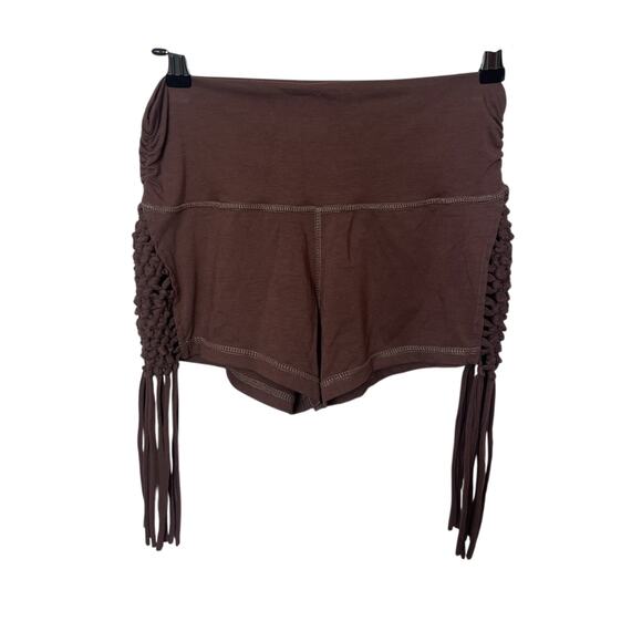 Mystic Closet Brown Stretch Fringe Booty Shorts Women’s Sz Small/Medium S/M - Picture 1 of 8